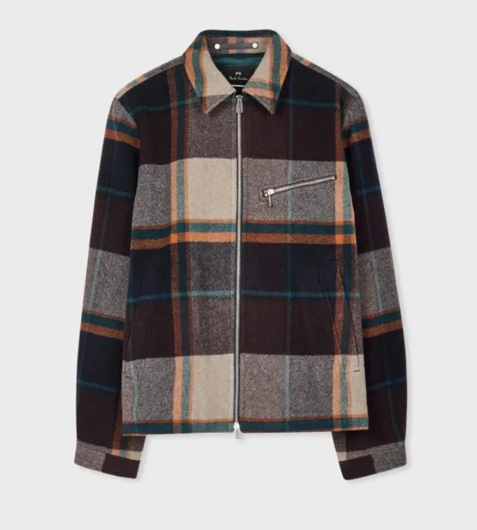 Checked wool jacket sales